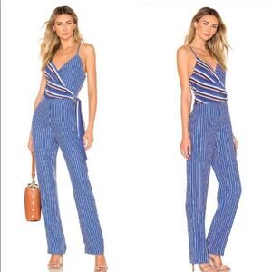Rag & Bone Felix Blue Striped Silk Jumpsuit